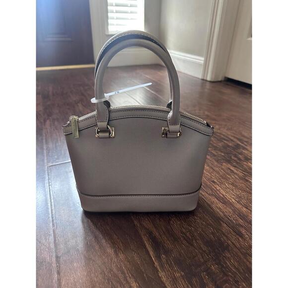 Anne Klein  Womens Light Grey Dome Satchel Saffiano Leather Classic Chic - Picture 1 of 6